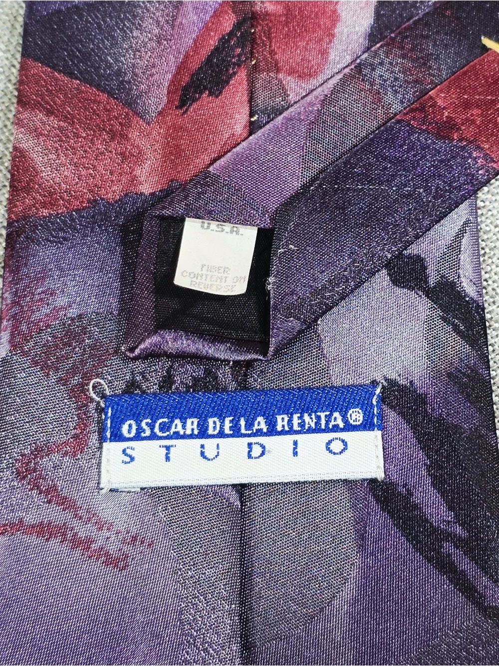 Oscar de la Renta Studio Purple Burgundy Abstract Tie